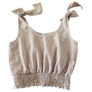 Pink and white crop top, medium